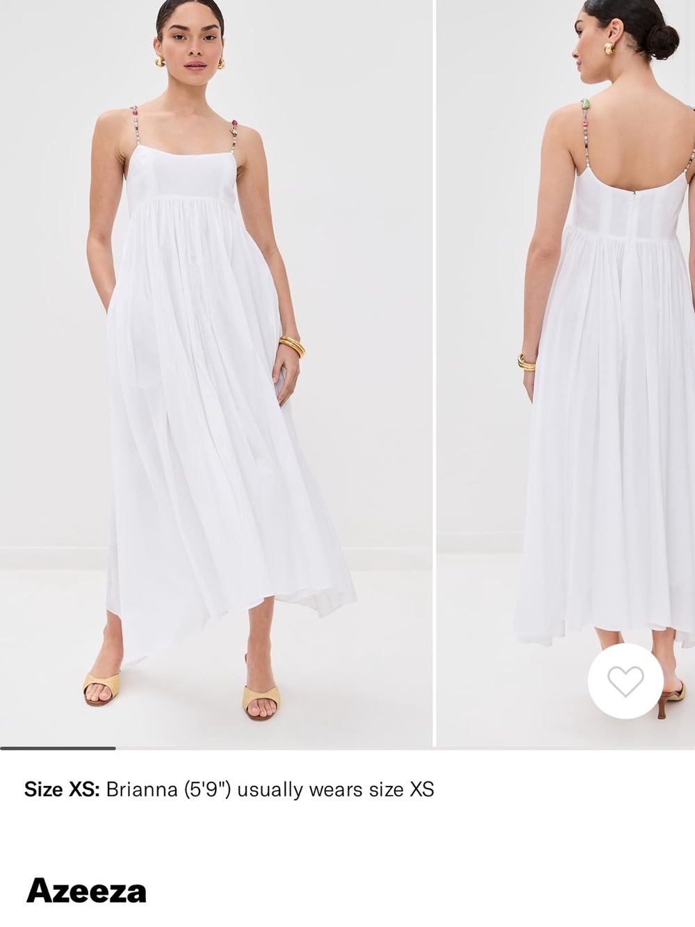 Azeeza White Beaded Strap Maxi Dress